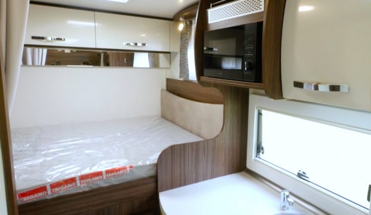 This rear fixed bed is one of two doubles in this ’van – find out more when you watch this week's Practical Motorhome TV show