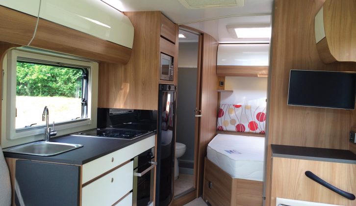 This rearwards view shows the spacious and well-laid-out living quarters – read more in the Practical Motorhome Bailey Autograph 75-2 review
