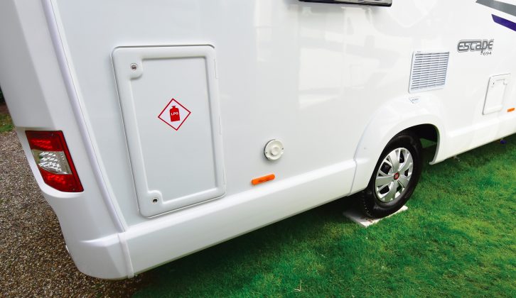 A lockable compartment at the rear corner of the Swift Escape 694 allows you to store two sizeable gas bottles
