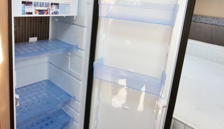The built-in refrigerator is a really good size and has plenty of space for large bottles as well as food, plus there’s a small freezer