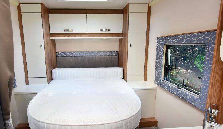 The Swift Escape 694's rear island bed is generous and it has a Duvalay mattress for extra comfort