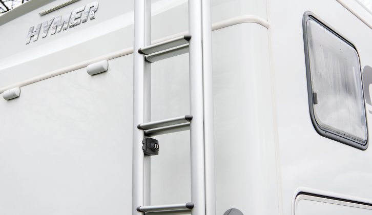 A ladder and large grab handles at the rear of the motorhome allow easy access to the roof – perfect for cleaning it after winter