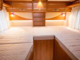 There’s a pair of comfortable fixed single beds at the rear of the Hymer ML-T 580 – you’ll need to watch your head on those lockers, though!