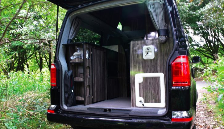 Open the Vivante’s rear door and you can easily access the cassette-toilet hatch, cubby holes for storage and more