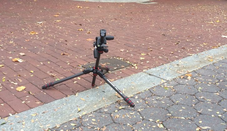 You can easily splay the Manfrotto 190 Go! carbon fibre tripod’s legs, via a catch on each of their collars, to take shots from a low perspective