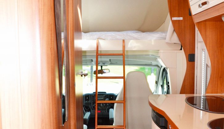 Use this ladder to access the overcab bed – its steps are nice and wide, so it should feel comfortable on bare feet at night