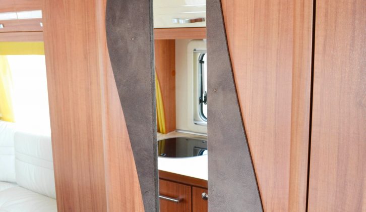 This large wardrobe should swallow everyone’s clothes, while the long mirror makes the Eura Mobil Terrestra A 570 HS feel more spacious