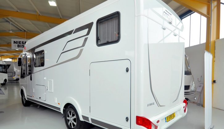 This 2017-season Hymer A-class stands 6.99m long and is 2.22m wide