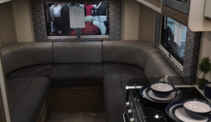 Check out the rear lounge of this Swift motorhome on the Glossop Caravans stand at The Caravan & Motorhome Show