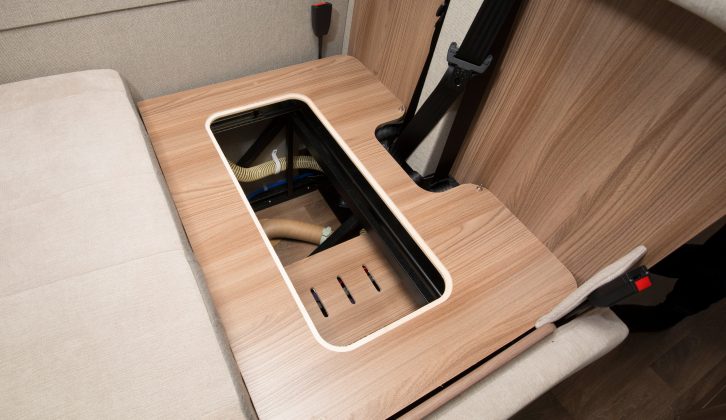Beneath the travel seats you'll find this handy storage space