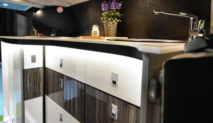 This new conversion from Rockin Vans was on display at the Scottish Caravan, Motorhome and Holiday Home Show, featuring a two-burner hob and a fridge in the kitchen