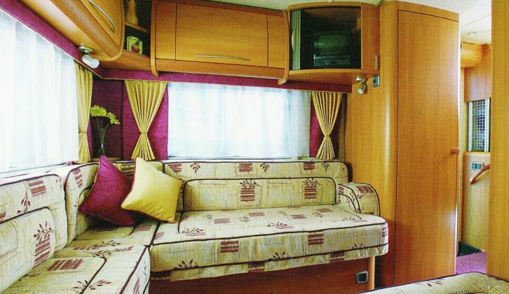 Here you can see the rear U-shaped lounge in a 2002 Swift Kon-Tiki 645