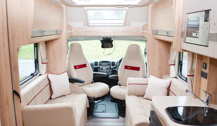 The blue upholstery of the Elddis Autoquest and Accordo models is swapped for more muted beige
