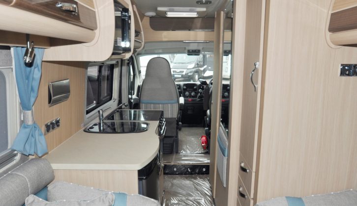 The slight corridor effect down the centre of the ’van is offset by a roomy kitchen and mid-washroom