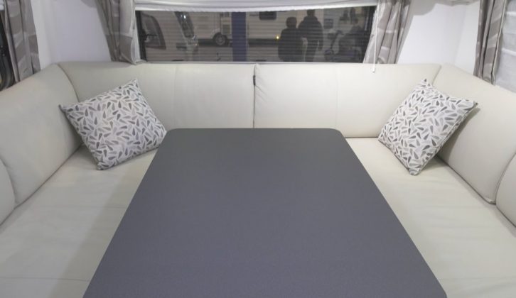 Relax in the large, triple-aspect rear lounge of this Bailey motorhome, that converts into a huge double bed!