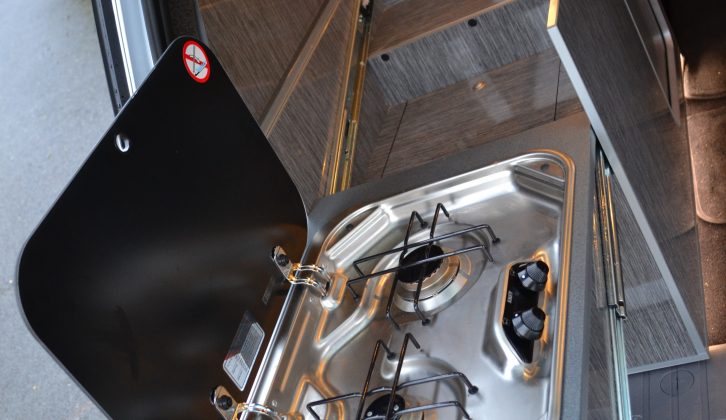 Thoughtful design means the hob slides out, so you can cook al fresco or in the awning