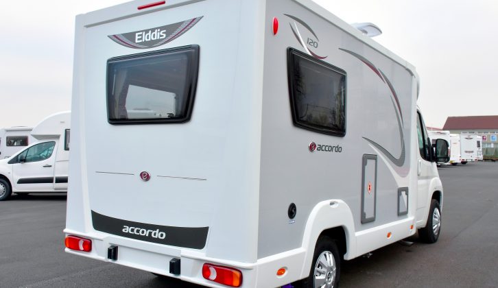 Options available on this 2017-season Elddis motorhome include a tow bar (£590) and a Fiamma Pro bike rack (£215)