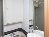 The prevailing white colour enhances the feeling of space in the Bailey Autograph 79-4's washroom, but there’s already plenty of room to get dressed in here