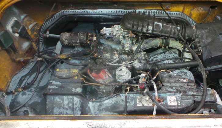 The T25's fire-damaged engine was a very sorry state