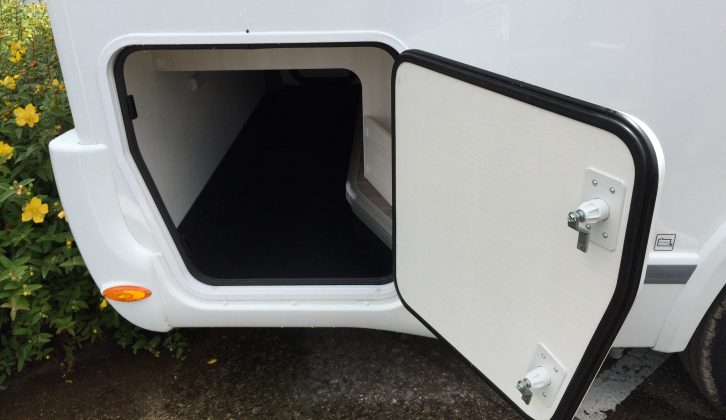 The Chausson Welcome 611 Travel Line's full-width rear garage can be accessed from both sides, but isn't massive