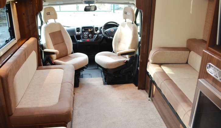 With the slide-out fully extended, there is a huge amount of room in this motorhome – perfect for stretching your legs out