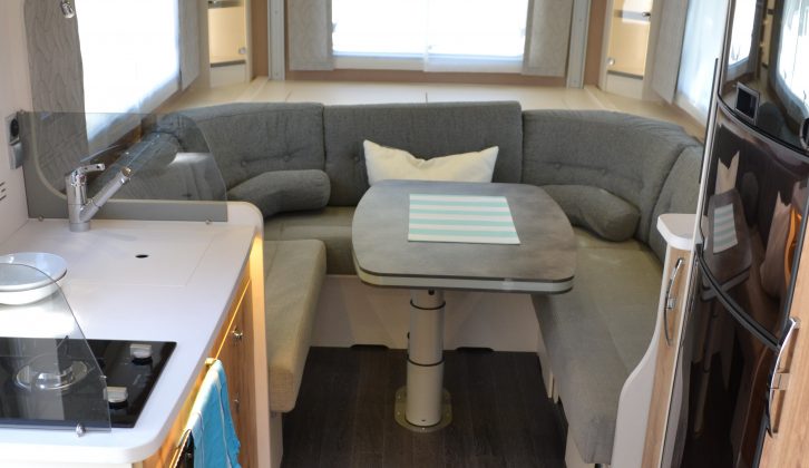 This is the Frankia F-Line 790 Plus, which is new for 2018 – the generous rear lounge should prove popular with British buyers