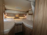 The 588 also has a pair of fixed single beds at the rear, seen here on a Hymer Exsis-i 588