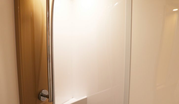 Space in the shower cubicle is at a premium, although there are two drainage holes