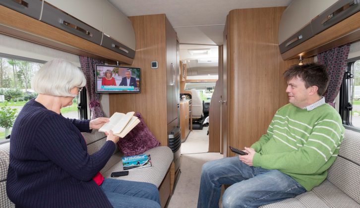 There’s enough room in the rear lounge for TV viewers and avid readers to get along just fine