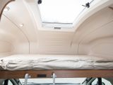 Spotlights and a rooflight help the overcab bed to not feel claustrophobic
