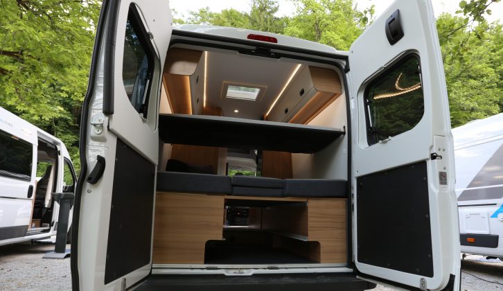The rear parallel lounge/twin single beds in the V 65SL provides useful storage space