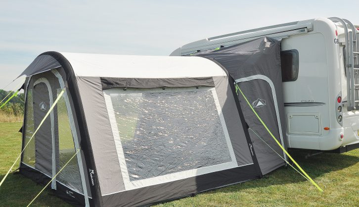 These motorhome awnings have luminous guylines for additional visibility after dark