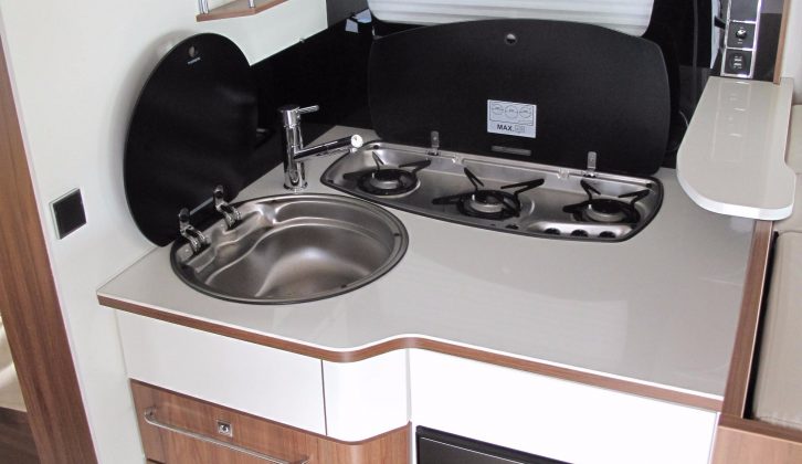 The low-profile Pacific models now have more kitchen worktop space than before – although it is still tight compared to some British-built motorhomes