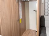The wardrobe is a little on the small side, especially for a four-berth, and the table gets stored here, too