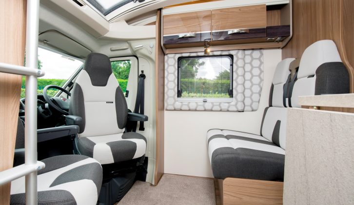 The front dinette is a useful space, while the honeycomb design on all the window surrounds is so striking that you might not even notice that there are no curtains in this ’van
