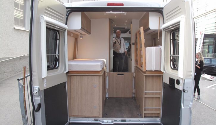 At the rear of the 600 model you'll find a transverse double bed