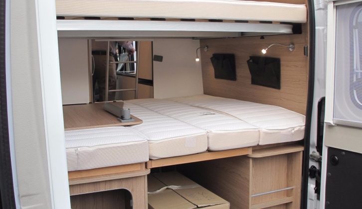 Here are the two transverse double beds across the rear of the Sunlight Cliff 601