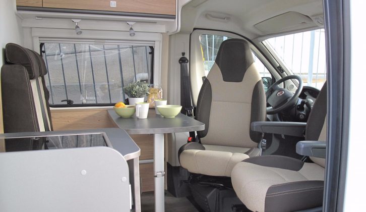 The Cliff 540 has the smallest fridge, with a 65-litre capacity – the wood trim is called Summer Wave