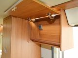 The single locker above the cooker keeps a 230V mains socket hidden from view – another socket is located under the galley’s tip-up flap