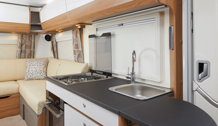 The Autograph’s overhead lockers are spacious and have a satisfying push-lock action – the ergonomically designed kitchen is easy to work in and there's a handy worktop extension flap