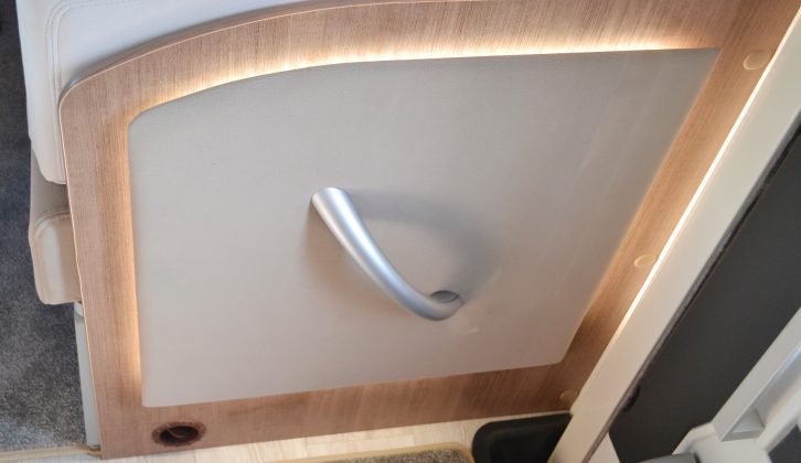 Step inside the nearside door and you’ll find a useful grab handle, set in an attractive panel that also illuminates