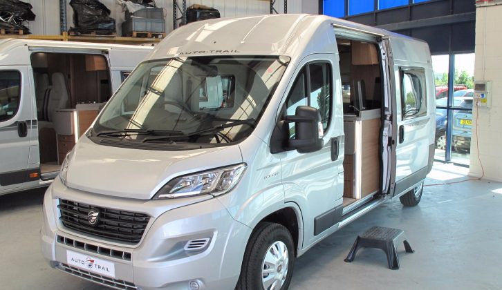 The Tribute T-669 is a rear-lounge model that is 5.99m long – the Auto-Trail script above the windscreen is very obvious