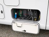 A single service hatch holds the electric hook-up cable and water connections – it’s a neat solution to keeping cables tidy