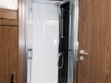 Domestic-style solid shower doors have been included in all Frankia motorhomes this season, and they certainly add even more class