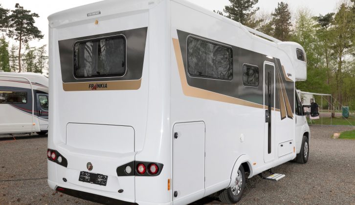This 2017-season Frankia motorhome stands 3.19m (10'6") tall and is 7.52m (24'8") long