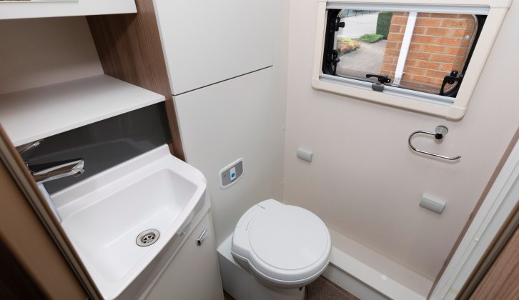 You also get this rear washroom with a separate shower cubicle in the new Swift Escape 604