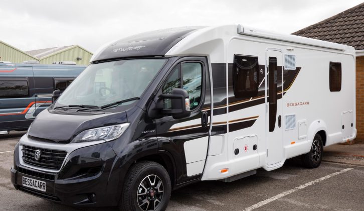 The 10 new-for-2018 Bessacarr 500 Series models have black cabs and gold script – here is the four-berth 599