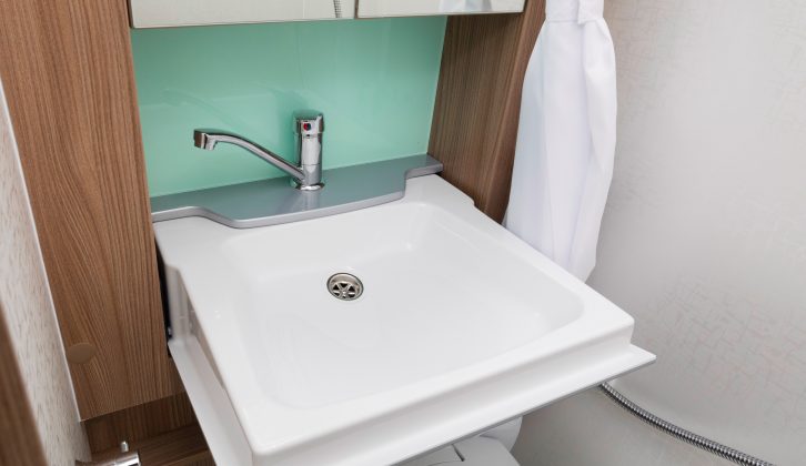 A fold-down sink in the washroom helps makes best use of space in the Swift Select 122
