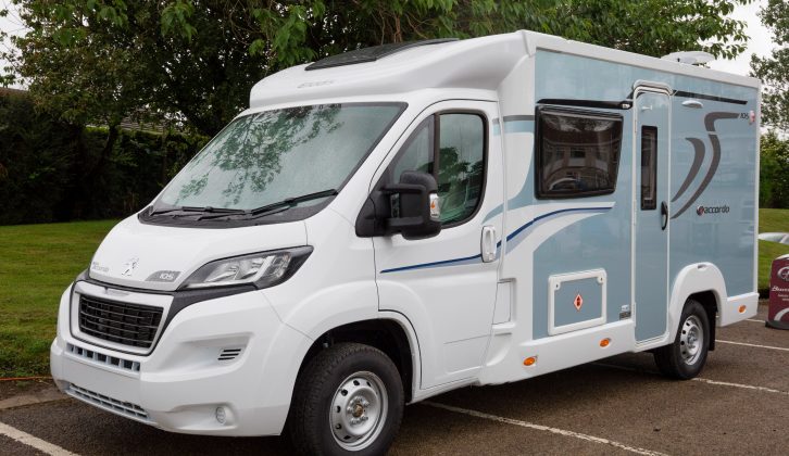 Here's the updated-for-2018 Elddis Accordo 105, with its eye-catching Azure Blue sides