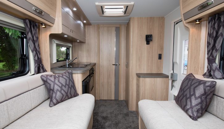 The Accordo 105 is a 3300kg two-berth with a front parallel lounge and an end washroom